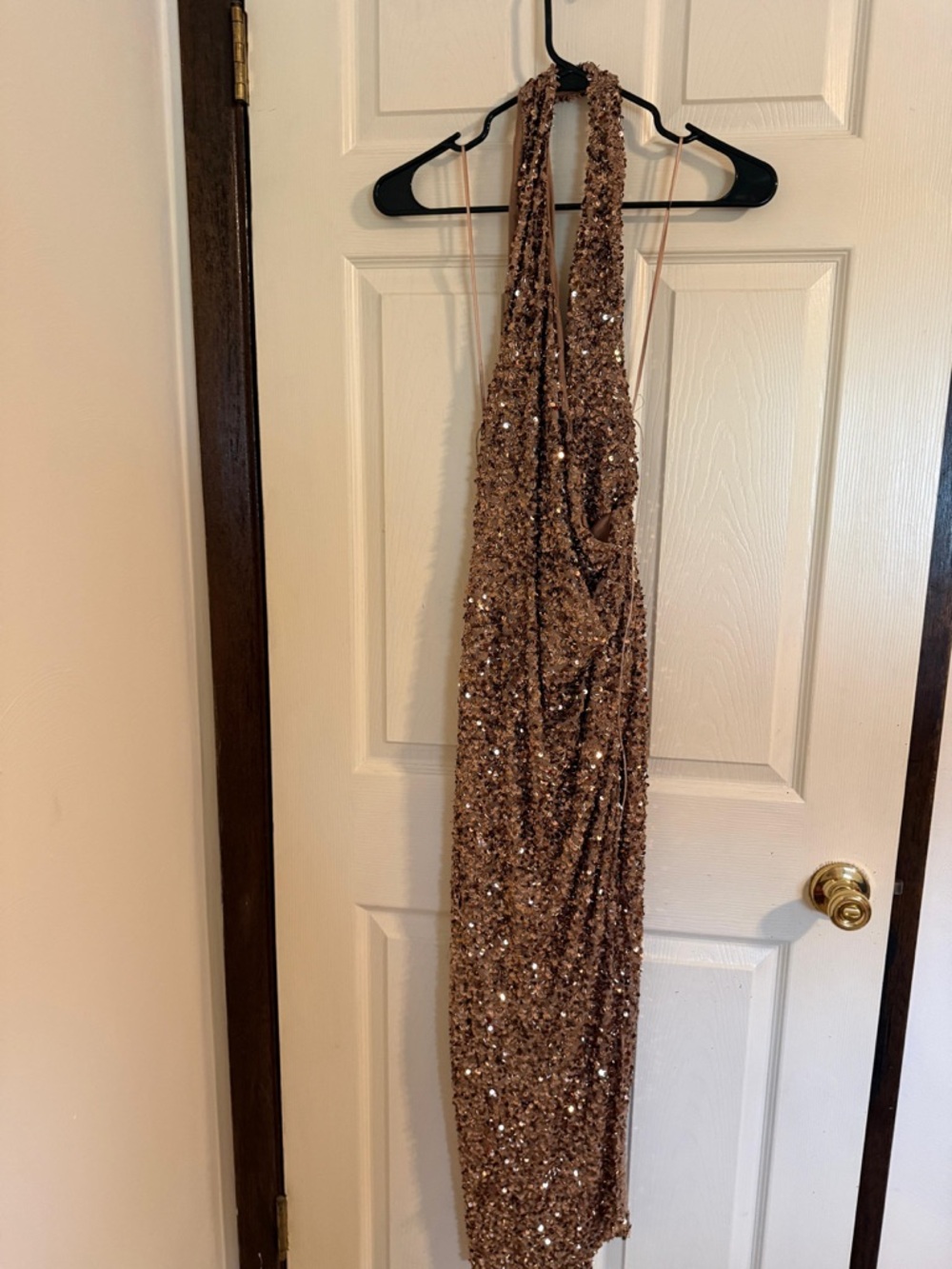 Zara Bronze Sequin Halter Maxi Dress - Picture 6 of 14